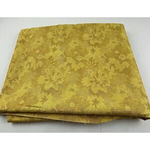 Vinyl Flannel Back Tablecloth Oval Wild FLOWER Power Yellow Vintage Textured 70”